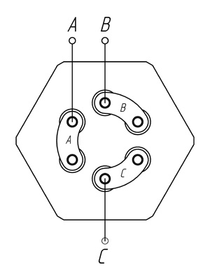 Схема подключения одного ТЭНа "Треугольником"