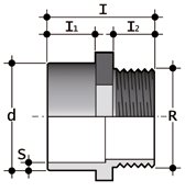 Муфта PP-R переходная Dнр-Gнр